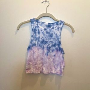 Tie-Dye High-Neck Cropped Tank